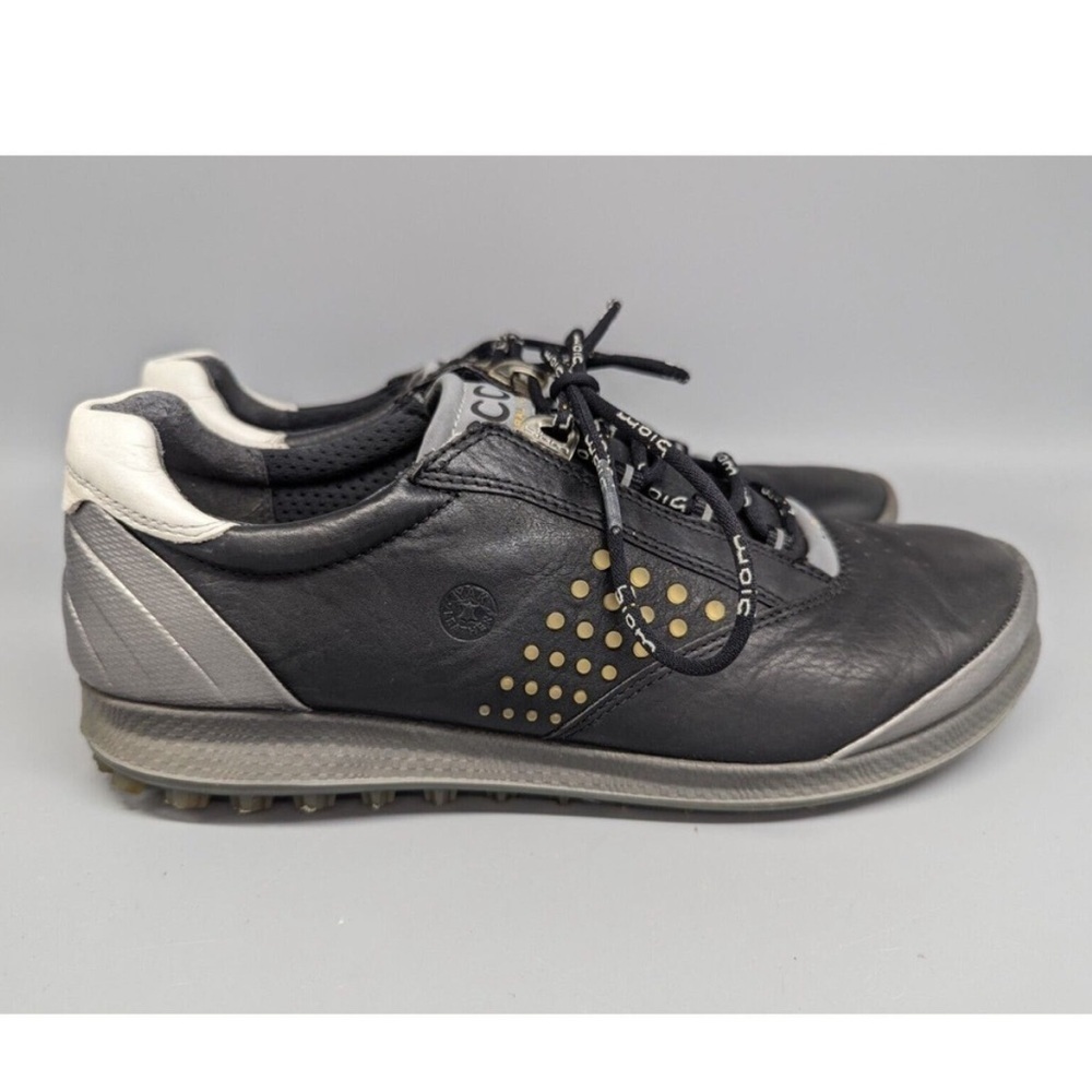 Ecco Black and Gray Athletic Golf Shoes with Gold Accents